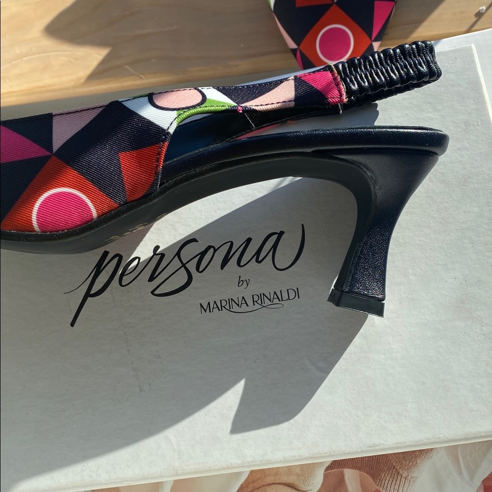 Geometric Patterned Slingback Heels - image 3